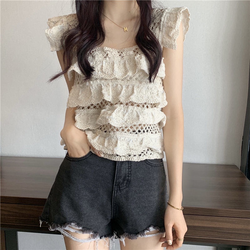 Áo Thun Tay Ngắn Dáng Ôm Thiết Kế Nhiều Lớp Thời Trang Mới Cho Nữ