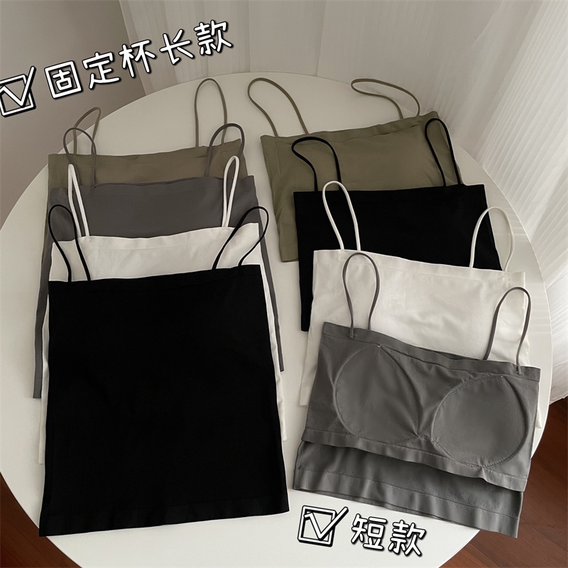Xiaozhainv Áo Croptop Hai Dây Màu Trơn Phong Cách Hàn Quốc Gợi Cảm Với 6 Màu Lựa Chọn