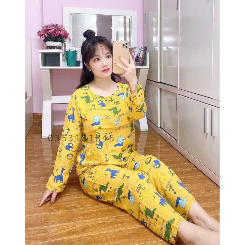 ( Chọn Màu ) Bộ Lạnh Lụa Sau Sinh Mở Nắp Ngang Cho Bé Bú 46-65kg