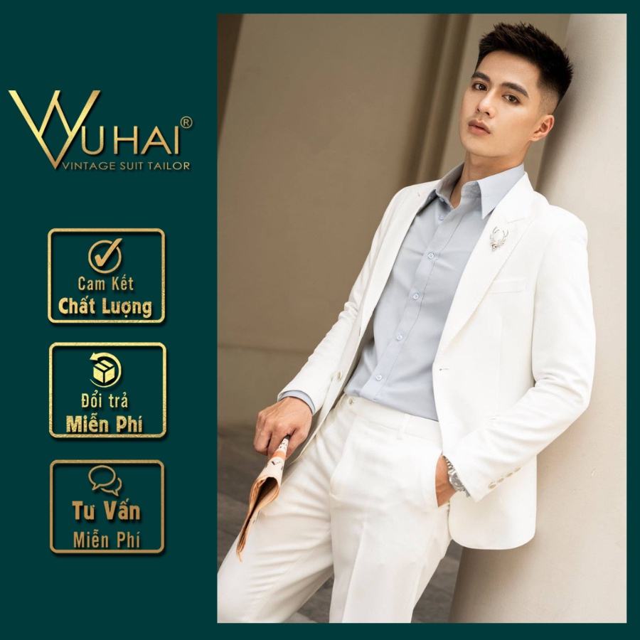 Áo Vest Nam HÀn Quốc Màu Trắng 2 cúc, 6 cúc-Shop Suit