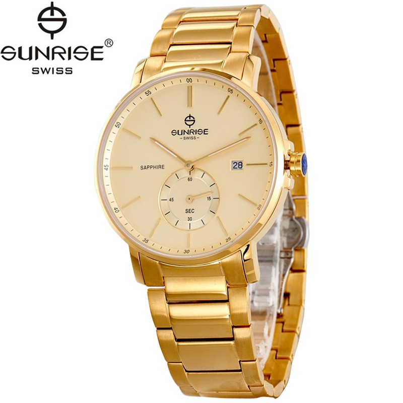 Đồng hồ nam dây kim loại chính hãng Sunrise 1141 1141SA DM1141MK vàng