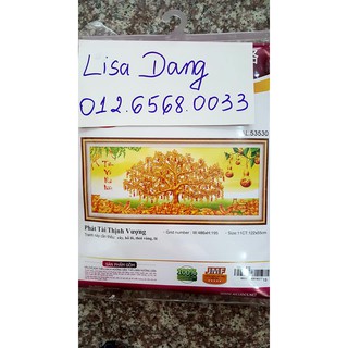 Tranh thêu CÂY TIỀN VÀNG 122x55cm chưa thêu 53530
