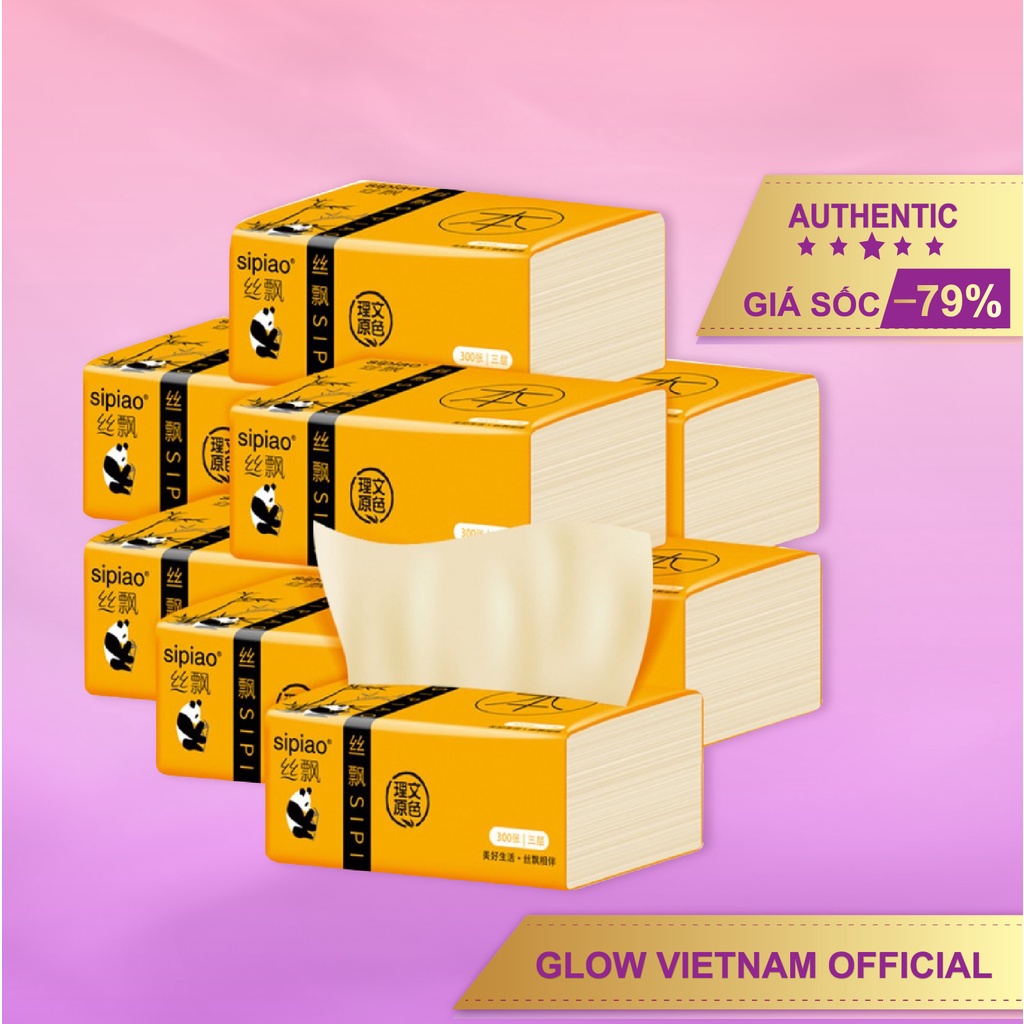 RẺ SỐC- Giấy ăn gấu trúc Sipiao chính hãng cao cấp  300 tờ - Lẻ 1 gói - Glow Clinic