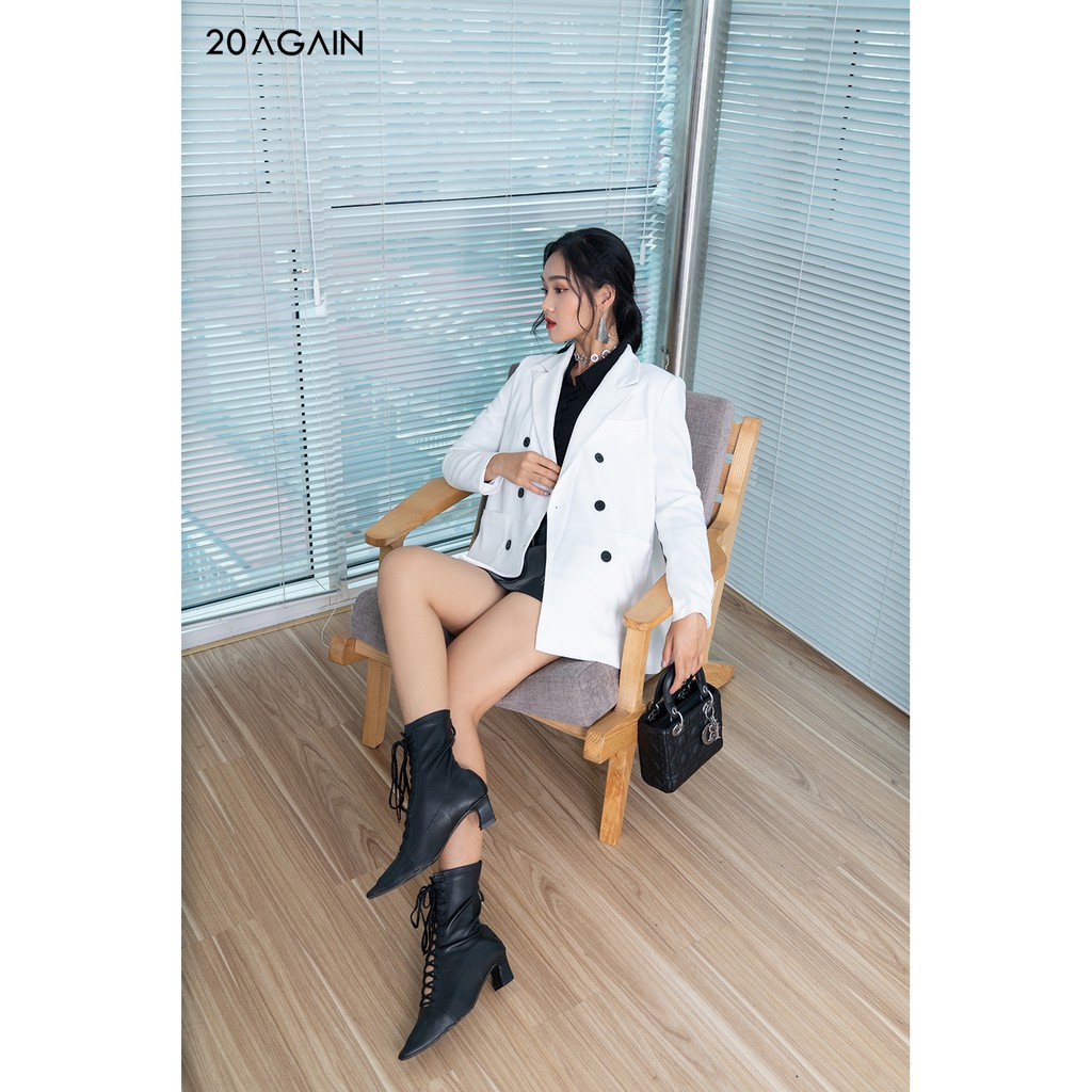 [Mã FAMALLT5 giảm 15% đơn 150k] Áo vest ngắn trên cạp hai hàng cúc 20AGAIN VDA1055 | BigBuy360 - bigbuy360.vn