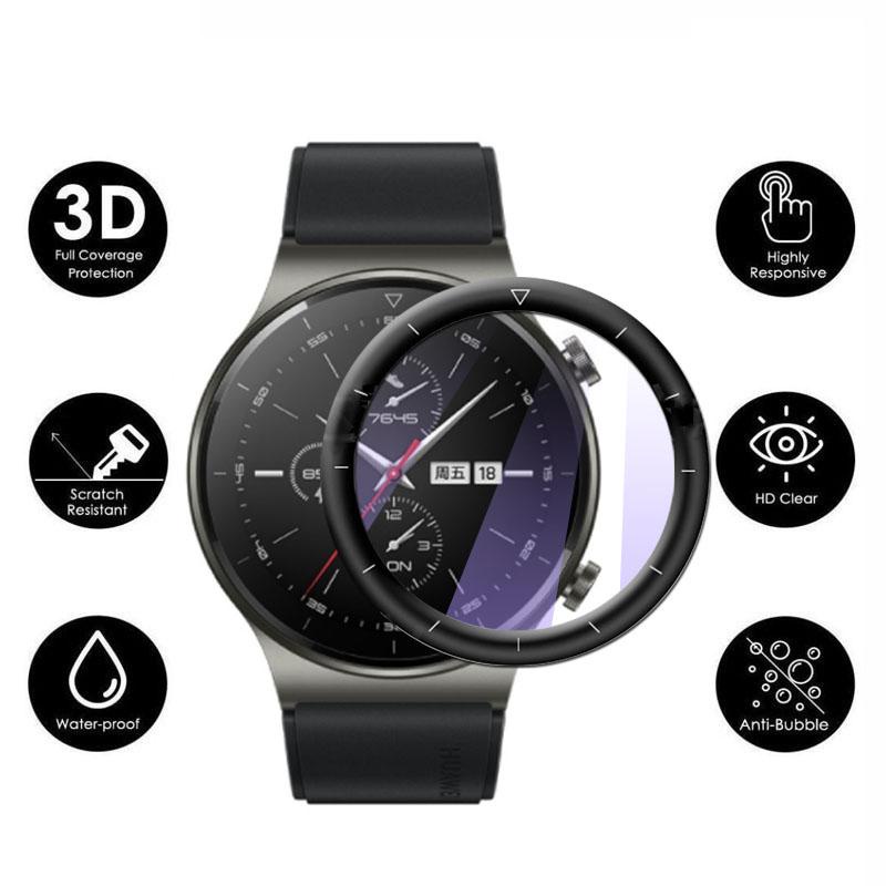Kính Cường Lực Bảo Vệ Màn Hình Cong 3D HD Trong Suốt Chống Ánh Sáng Tím Cho Đồng Hồ Thông Minh Huawei Watch GT 2 Pro Porsche
