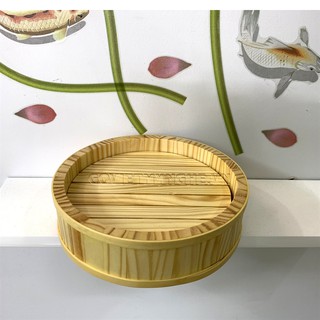 Khay gỗ tròn trang trí sashimi - Khay gỗ trang trí sushi sashimi hình tròn Φ20cm - Gỗ Thông