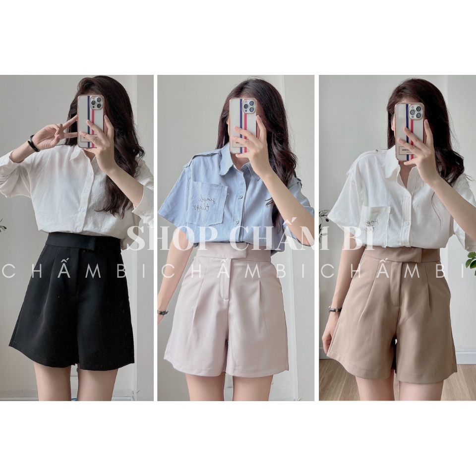 Quần short nữ xinh Q.013, Quần short ống xuông đai cài cạp chun 3 màu thanh lịch - Thời trang nữ Chấm Bi | BigBuy360 - bigbuy360.vn