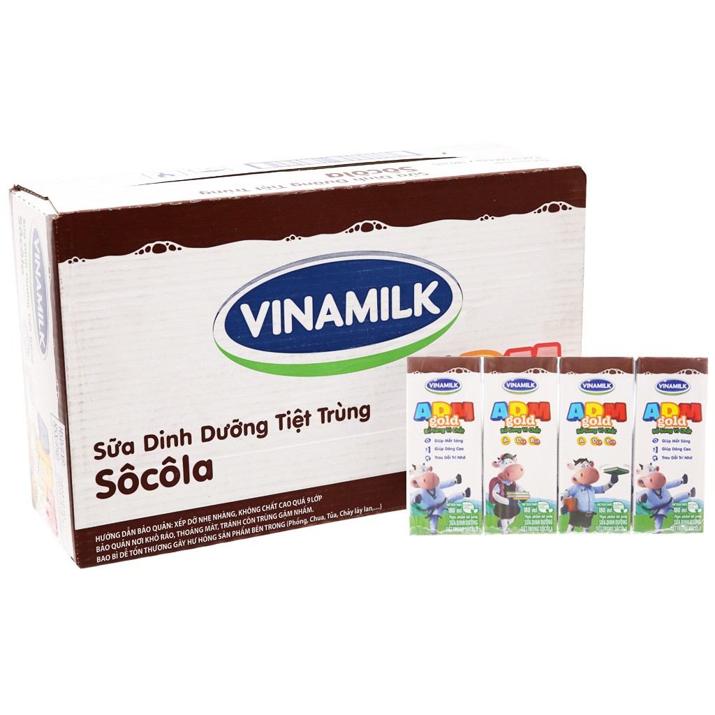 [CHÍNH HÃNG] Sữa Dinh Dưỡng Tiệt Trùng Vinamilk ADM Gold Hương Socola Thùng 48 Hộp x 180ml