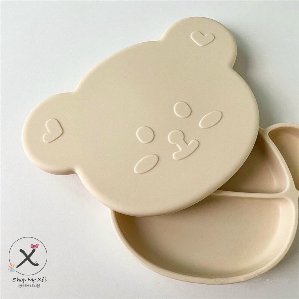 [ Chính hãng ] Khay ăn dặm gấu kèm nắp silicon siêu xịn Bar Rot