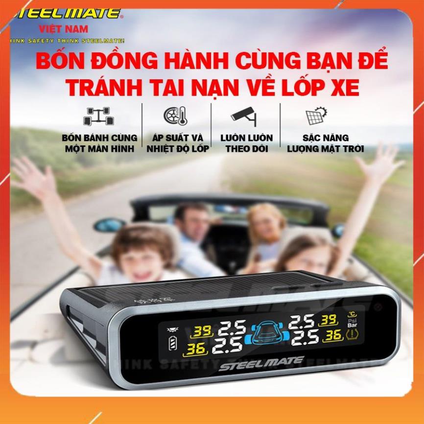 Cảm biến áp suất lốp van trong chính hãng STEELMATE hiển thị thông số - BẢO HÀNH 12 THÁNE có màn hình màu hiG