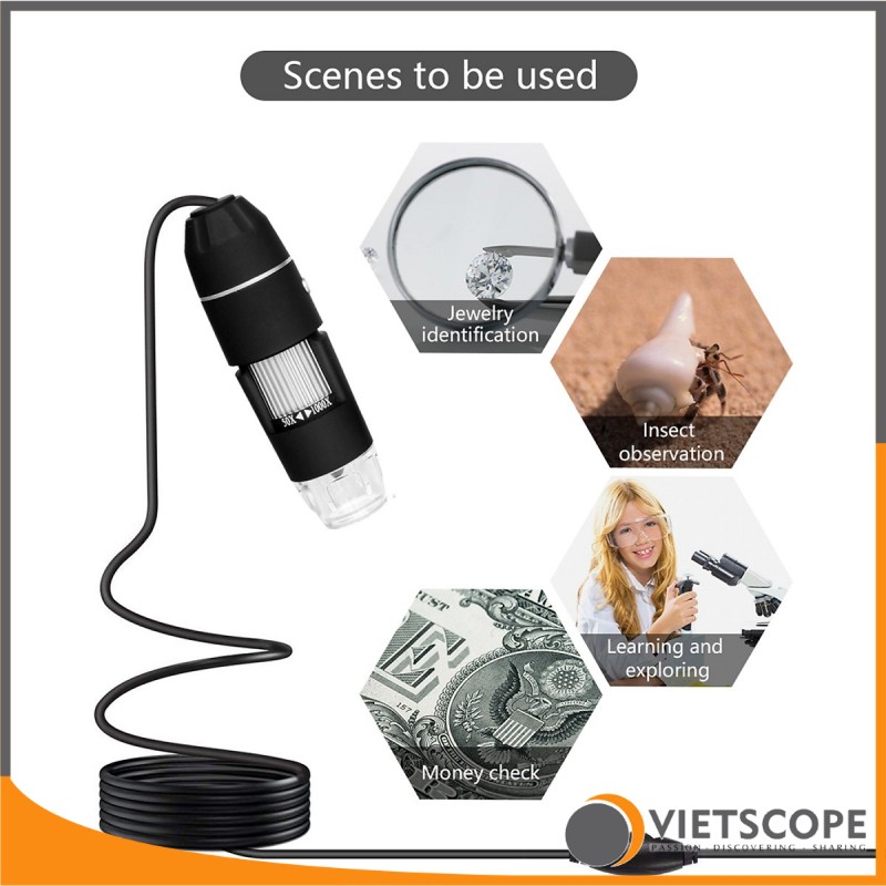 Kính hiển vi điện tử xem trên điện thoại, máy tính 3 in 1 phóng đại cao - Digital Microscopes