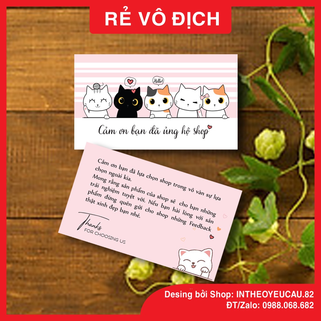 Card in sẵn,  Thiệp cảm ơn khách hàng, Card Thank you,  Giá Rẻ