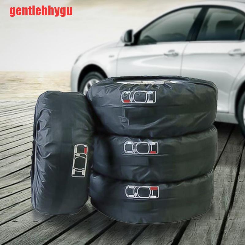 [gentlehhygu]4Pcs Spare Tire Cover Case Polyester Winter Summer Car Tire Care Storage Bags