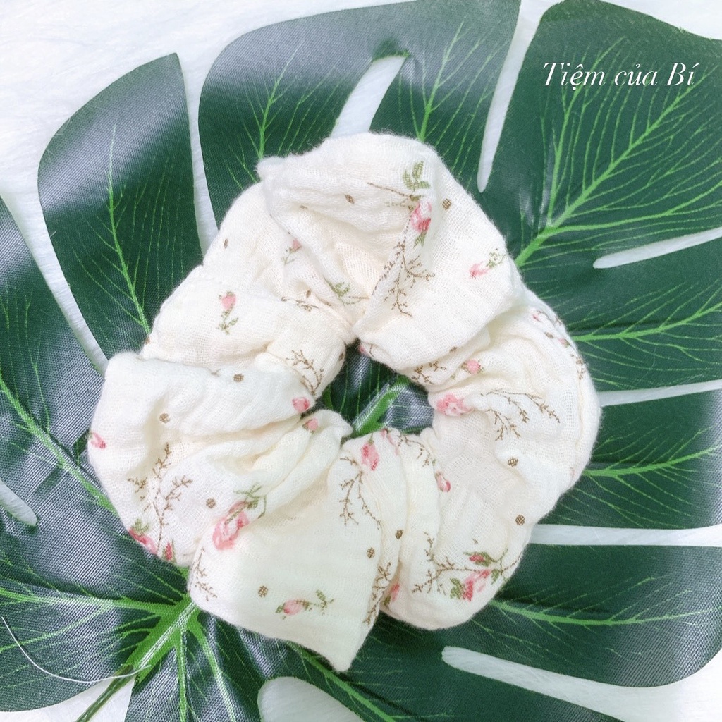 [Handmade] Scrunchies buộc tóc Muslin cao cấp họa tiết dễ thương hot trend
