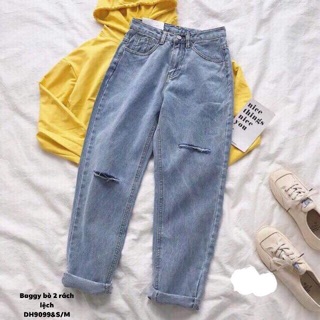 Quần baggy bò 2 rách lệch (DH)