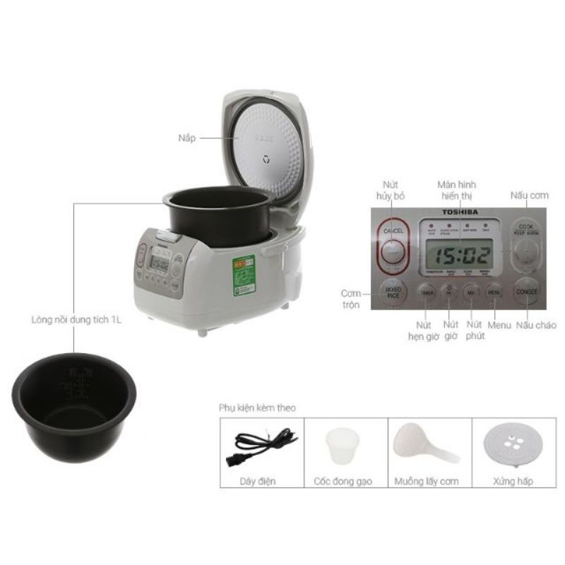 Nồi cơm điện điện tử Tosiba 1,8L RC-18NMFVN | BigBuy360 - bigbuy360.vn