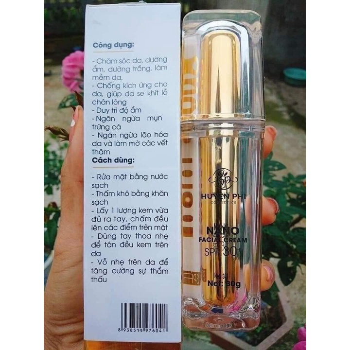 Kem face nano Huyền Phi giúp chăm sóc da, dưỡng ẩm, dưỡng trắng, làm mềm da