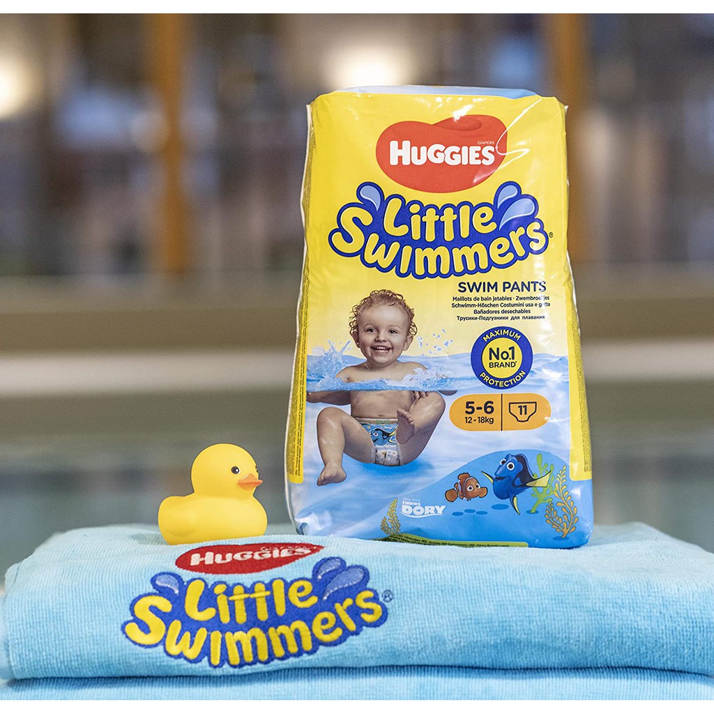 [MẪU MỚI NHẤT] Bỉm quần bơi Huggies Little Swimmers số 1 UK size 3-4 (7-15kg) 12 miếng - size 5-6 (12-18kg) 11 miếng