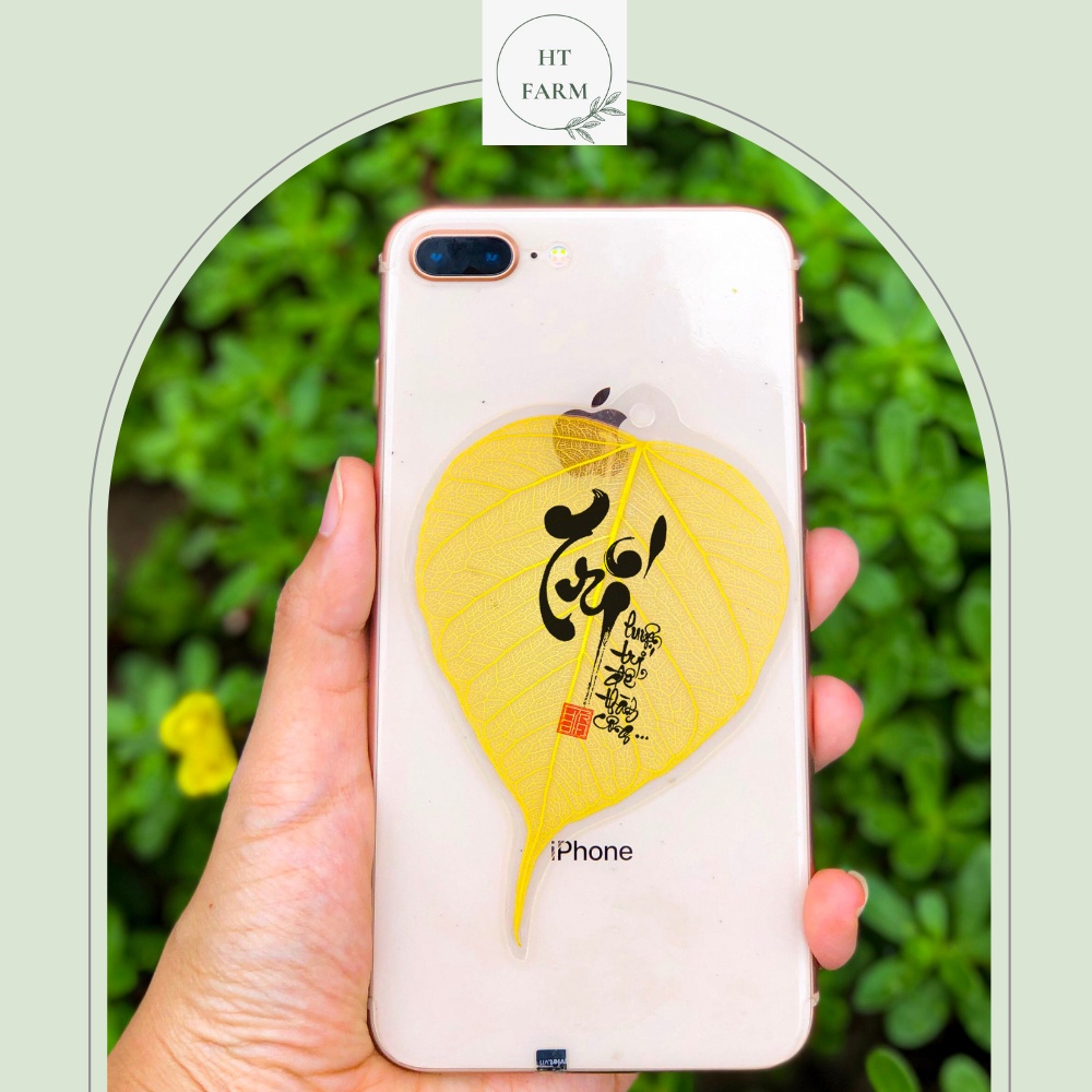 Lá Bồ Đề thư pháp - chữ Trí (Cầu Bình An – Tài Lộc – May mắn, Ốp điện thoại, Hàng loại 1)