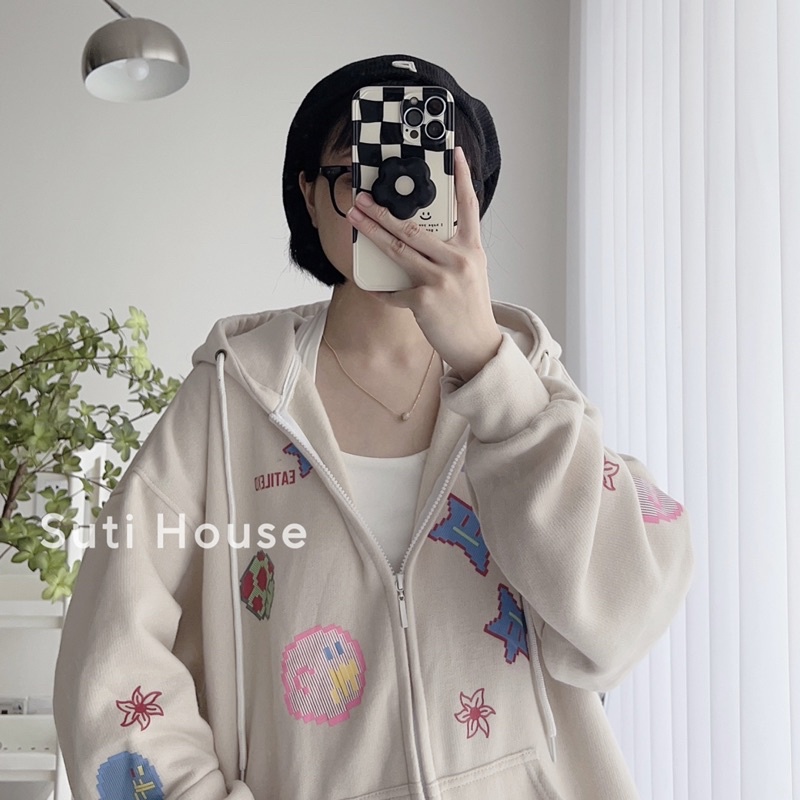 Áo Hoodie Zip EATILEXO ICON Màu Kem Form Rộng - Suti House