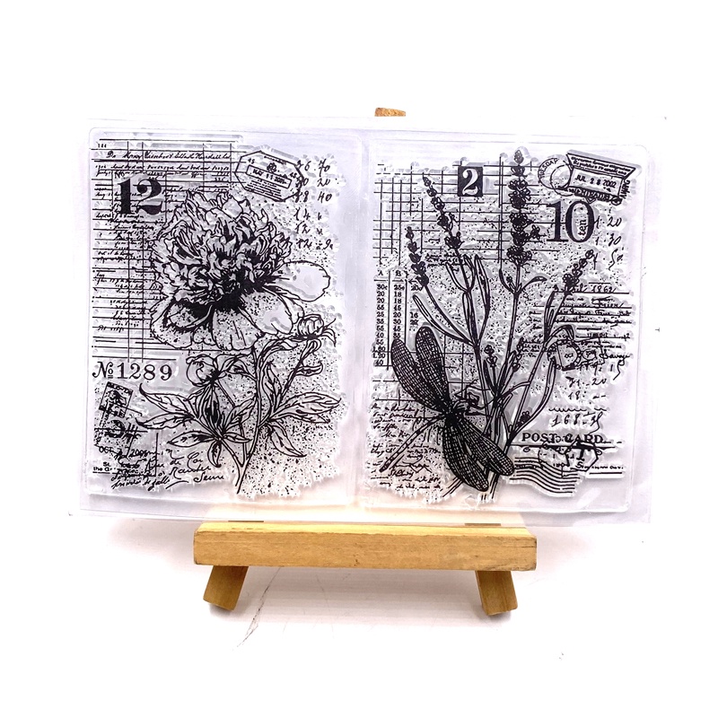 Con Dấu Silicone Trong Suốt Họa Tiết Hoa Vintage Trang Trí Scrapbook