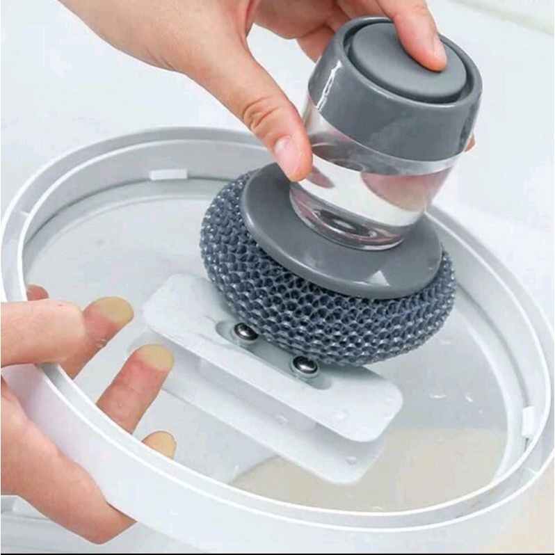 Dụng cụ cọ xoong nồi đa năng, cọ bếp, cọ rửa bát đĩa có bình chứa dung dịch tiện lợi