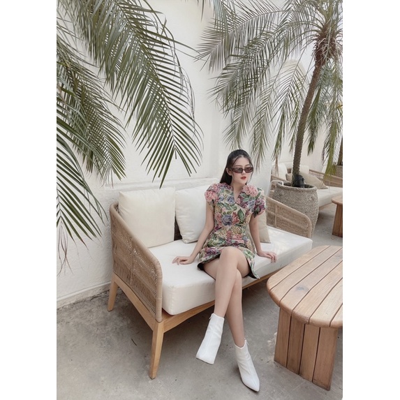 Váy dáng A cổ khoá dáng ngắn, Céci Store