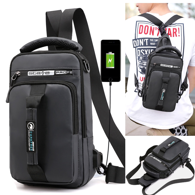 Túi đeo vai có cổng sạc USB chống thấm nước và chống trộm