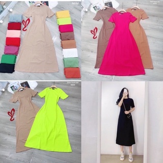 Đầm thun dáng xoè maxi đủ màu