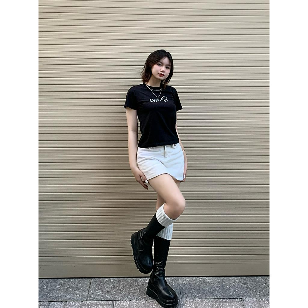 Áo thun baby tee AB014 Miucho chất vải cotton in brand name