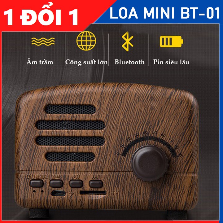 [Mã ELHACE giảm 4% đơn 300K] Loa Bluetooth BT01 hình Radio nhỏ xinh - Chất âm tốt