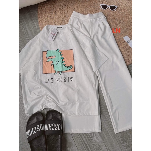 Sét áo khủng Long chữ Nhật+quần kaki trắng LN11