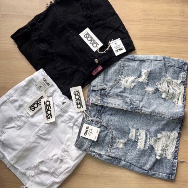 Chân váy jeans rách size L