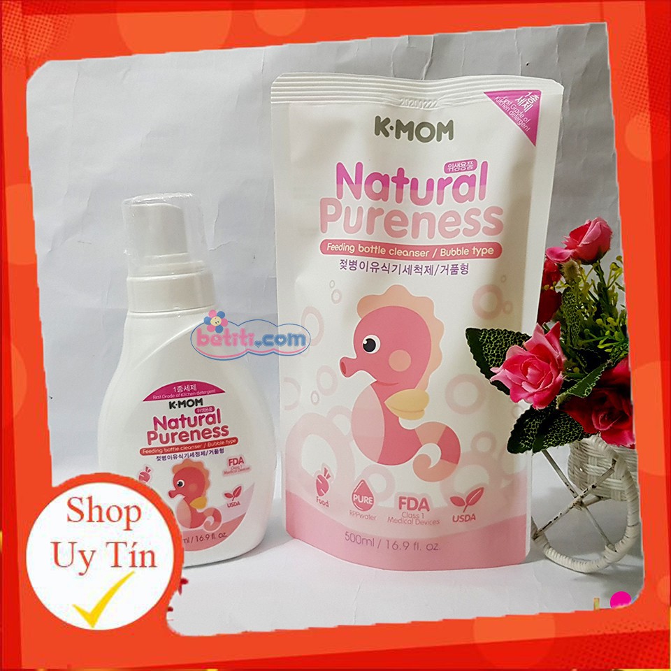 Nước Rửa Bình Và Rau Quả Hữu Cơ Kmom Hàn Quốc 500ml (Ảnh chụp thật mẫu mới)