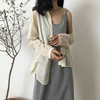 Váy liền hai dây cổ V dáng dài