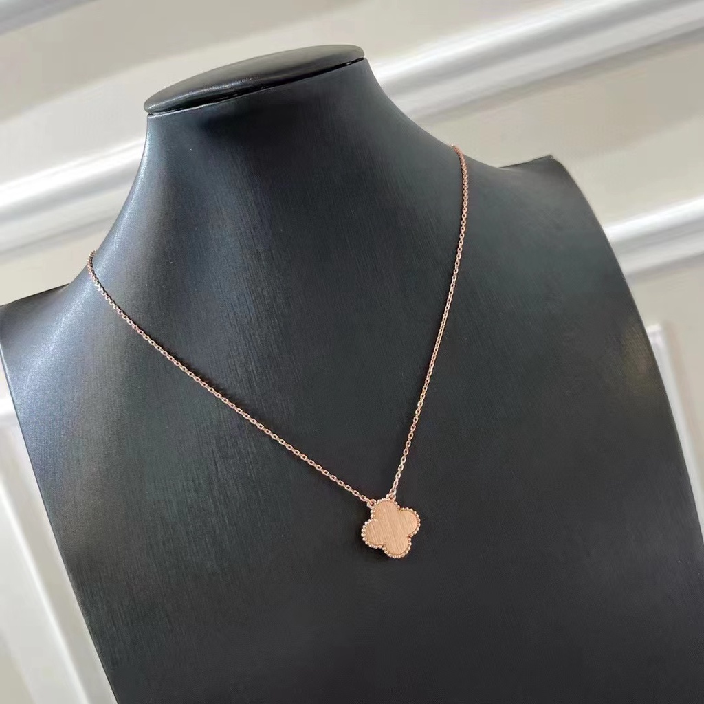 Dây Chuyền Mặt Cỏ Bốn Lá Đính Đá Hồng 18k Phiên Bản Giới Hạn Phong Cách Mới Năm 2021