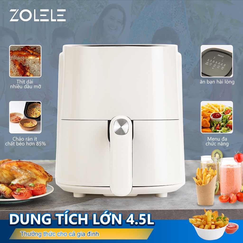 Nồi chiên không dầu ZOLELE ZA001 Màn hình cảm ứng. Nồi chiên tự động đa chức năng 4.5L