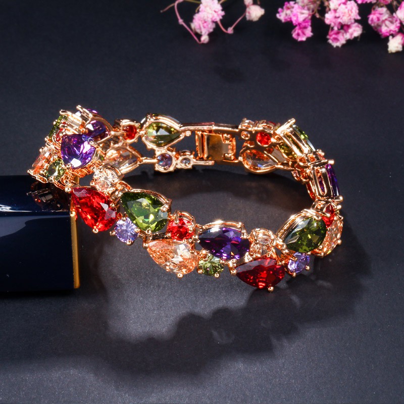 Vòng Tay Bản Rộng Màu Vàng Đính Đá Pha Lê Phong Cách Thời Trang Sang Trọng Dành Cho Cô Dâu Đám Cưới  b018