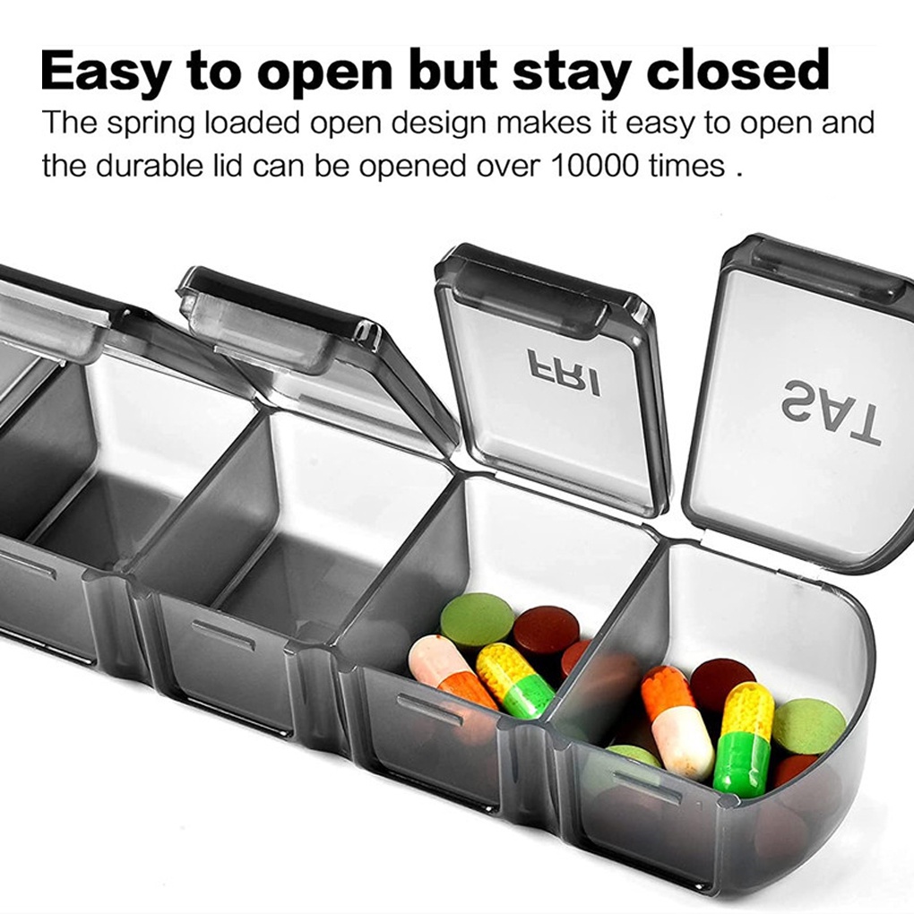 [CHOO] 7 Days Pill Box Holder 7 Compartments Mini Dispensers Storage Splitters Pills Tablet Plastic Container Case