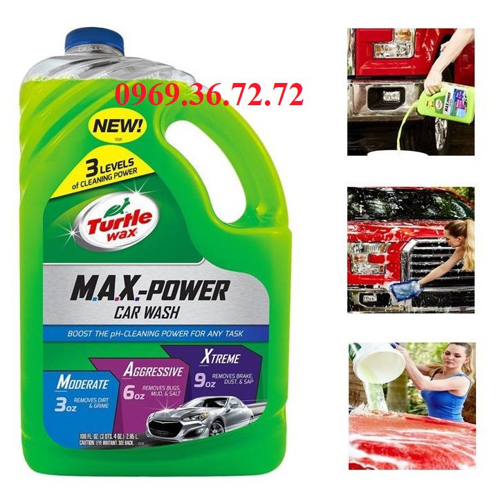 Xà phòng rửa xe siêu đậm đặc 3: Turtle Wax MAX- POWER 2,89L
