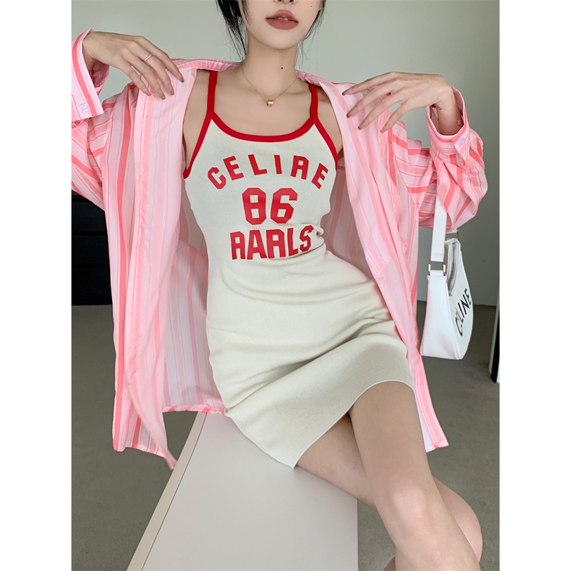 Đầm Dệt Kim Hai Dây Dáng Ôm In Chữ Thời Trang Mùa Hè Hàn Quốc 2022 86 Cho Nữ