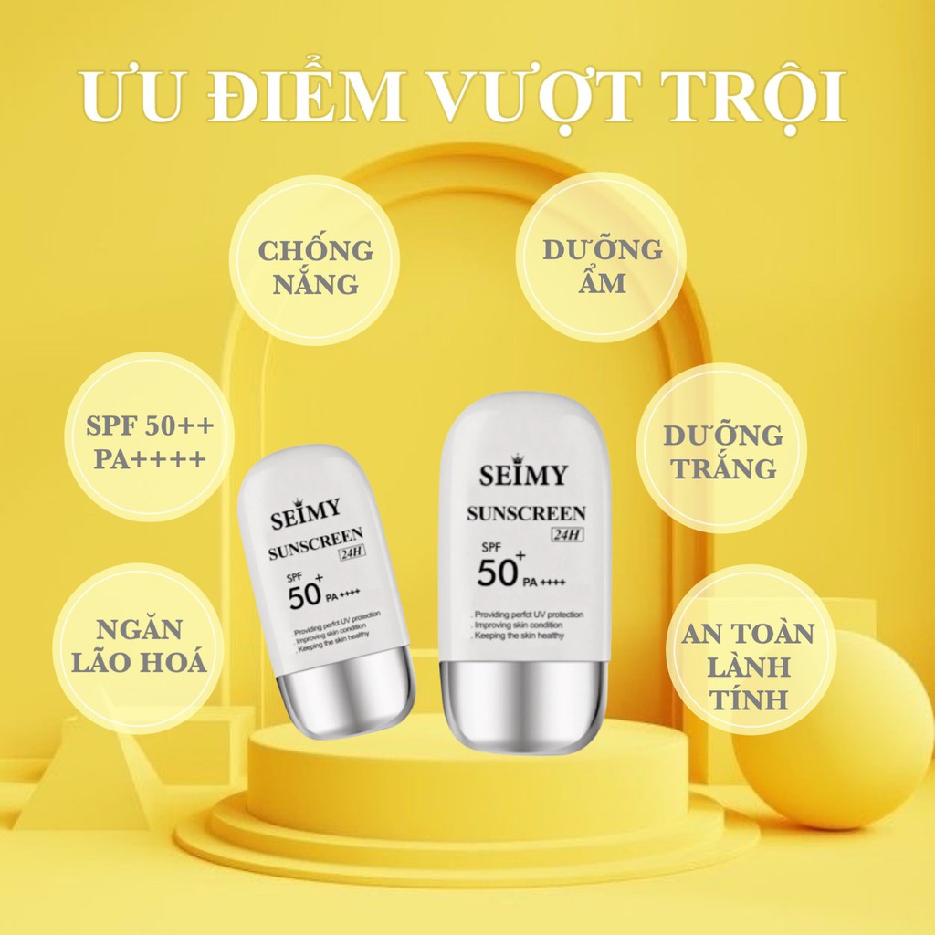 Kem chống nắng dưỡng da dưỡng trắng Seimy - Sunscreen 24h da mặt