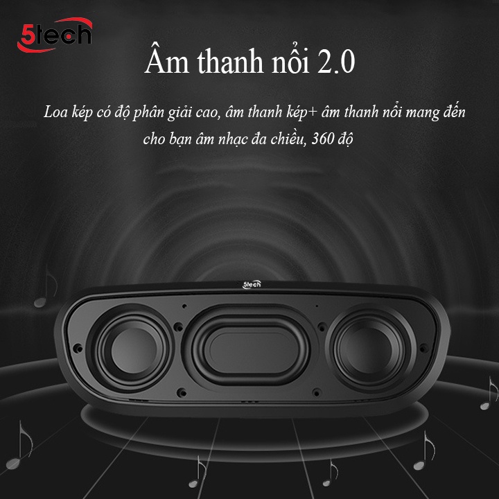Loa bluetooth 5TECH BS1 mini không dây thiết kế mới lạ, âm thanh nổi cho chất lượng âm thanh đa chiều, sống động