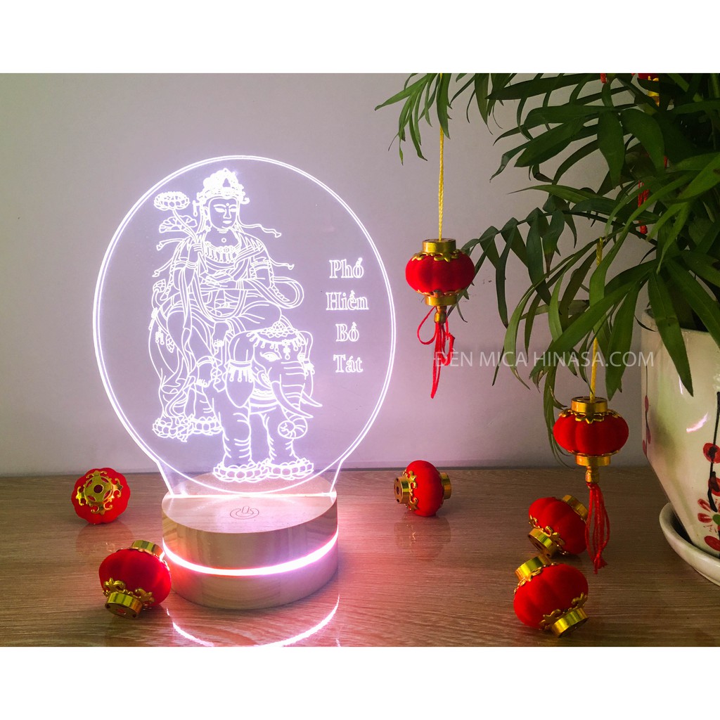 Đèn Phật Phổ Hiền Bồ tát, Phật bản mệnh tuổi Thìn, Phật bản mệnh tuổi Tỵ cao 20cm 16 màu
