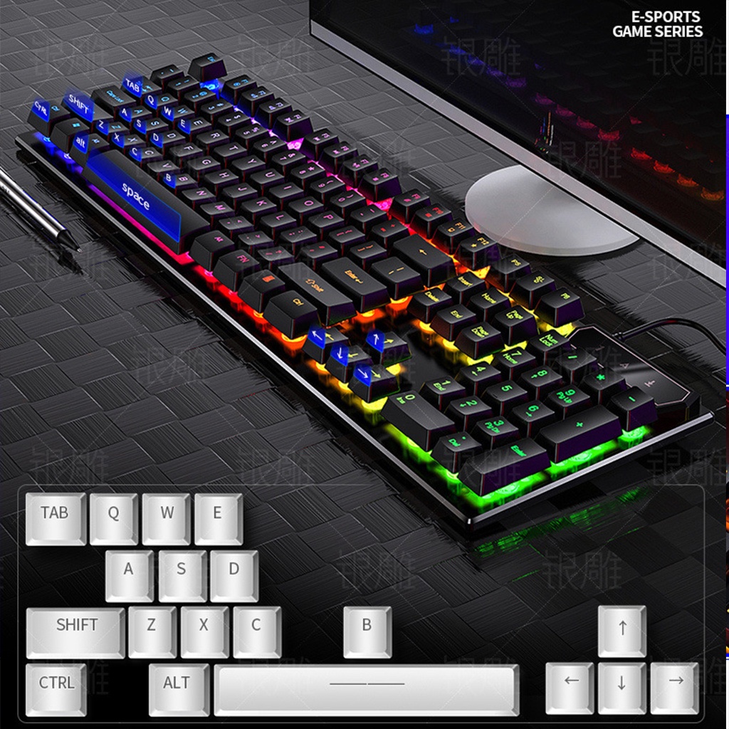 Bàn phím máy tính Gaming RGB YINDIAO V4 có dây / Đèn LED RGB chống nước chơi game máy tính Esport