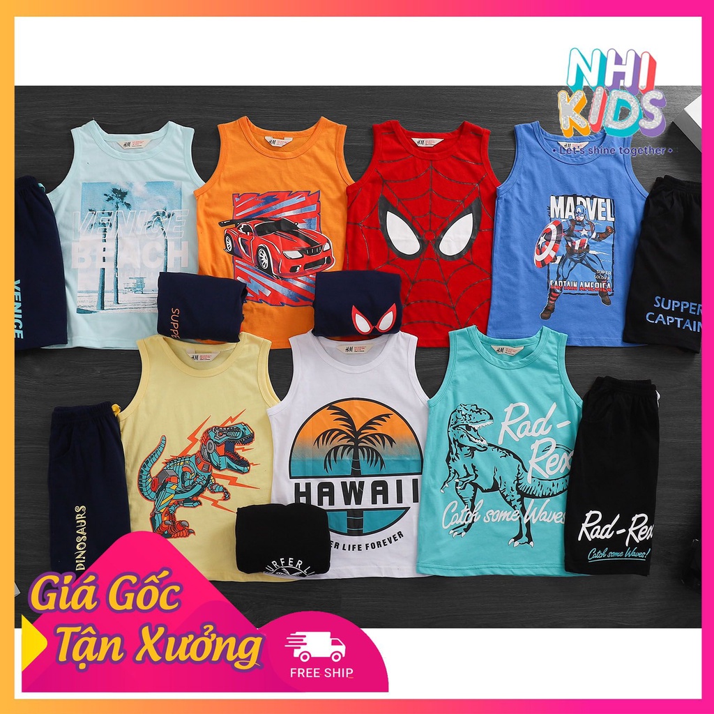 Bộ ba lỗ cho bé trai bộ ba lỗ hm nhí cho bé trai hè 2022 từ 2 đến 7 tuổi - Nhi Kids