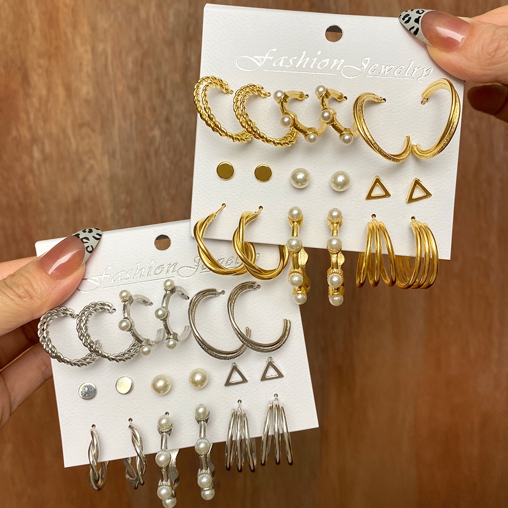 Set 6 đôi bông tai đa dạng thời trang cho nữ