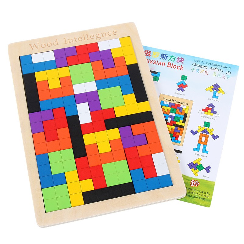 Đồ Chơi Xếp Hình Thông Minh Cao Cấp Size Đại, Tetris Xếp Gạch Gỗ Pitomio Montessori