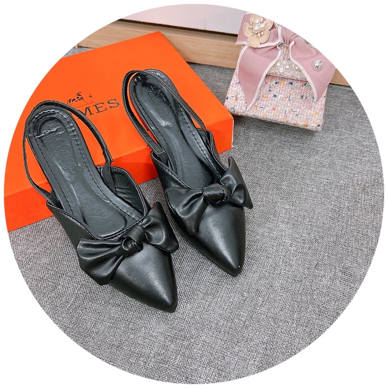 ❤️ FREE SHIP 50k❤️ Sục nữ đính nơ ú đế bệt mũi nhọn có quai chun sau giá sỉ