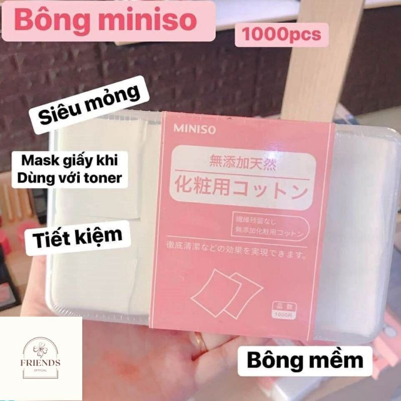 Bông tẩy trang Miniso Nhật Bản 1000 miếng giá tốt